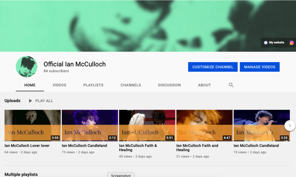 Ian McCulloch YouTube Channel